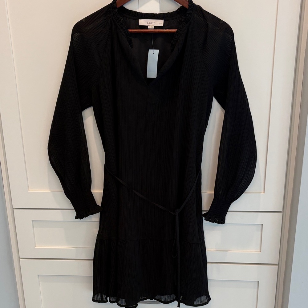LOFT Elegant Black Long Sleeve Dress